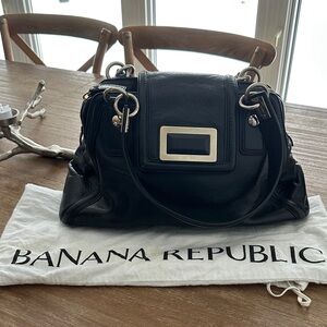 Banana Republic Black Satchel with Gold Accents